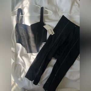 NWT Black Zara Top and Pants set